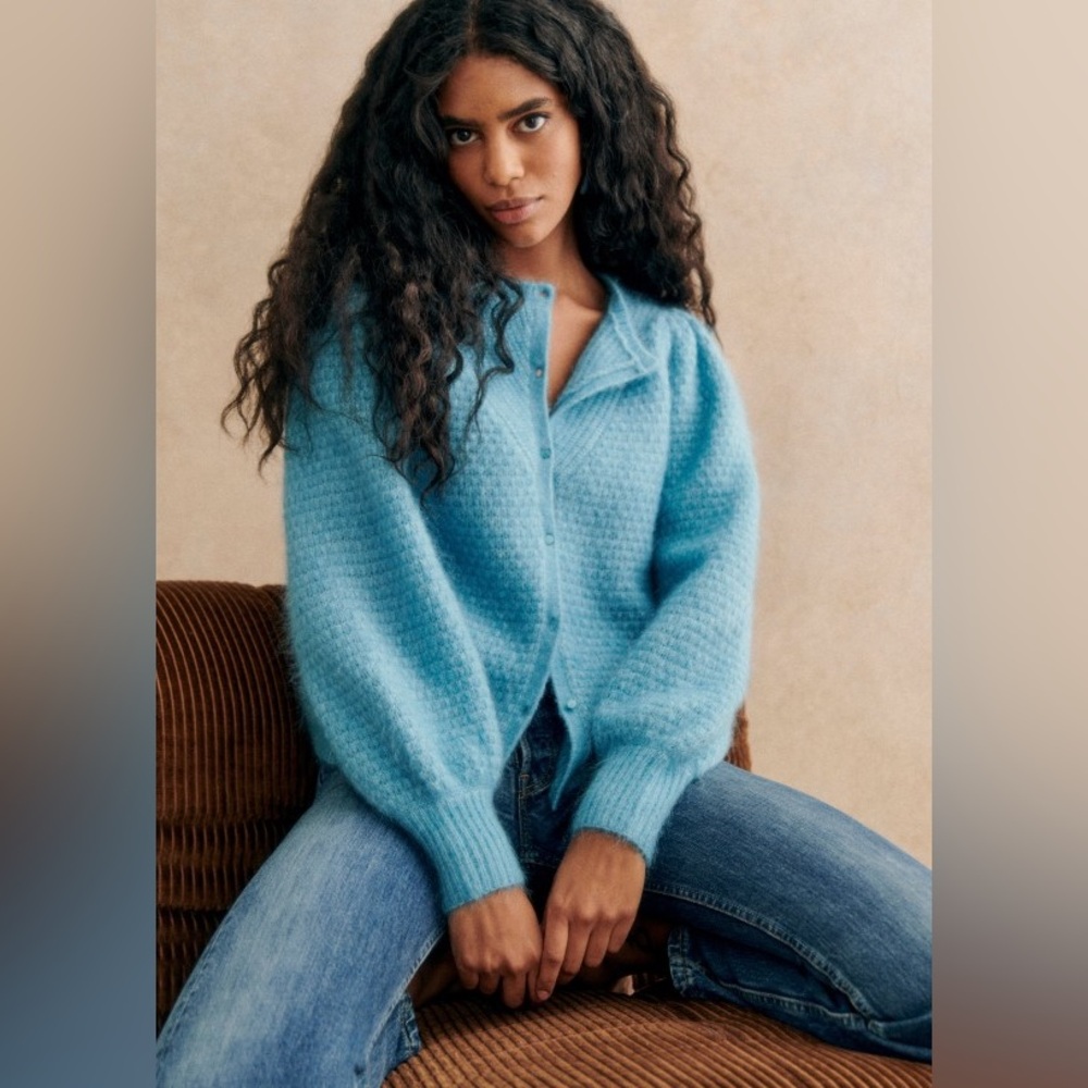 Sézane Solena Cardigan in Blue Lagoon | XS